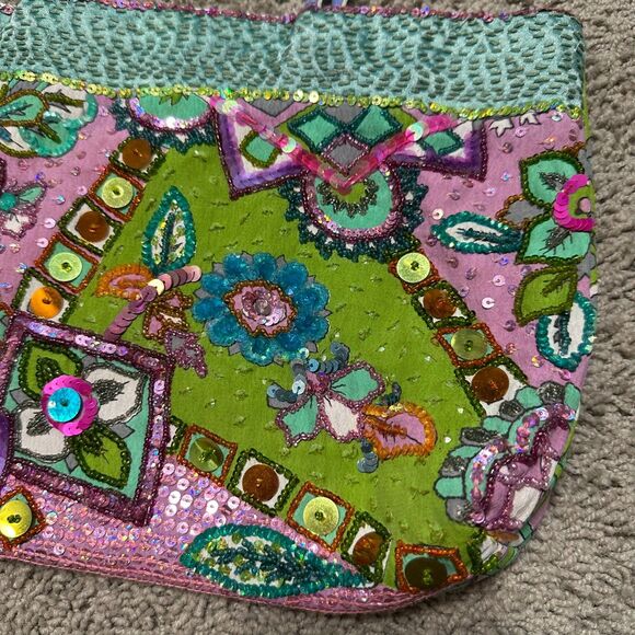 Vintage Christian Livingston Embroidered Beaded Sequin Shoulder Bag Tote - Picture 3 of 11